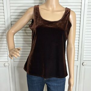 Double D Ranch Brown Velvet Scoopneck Tank Top Small